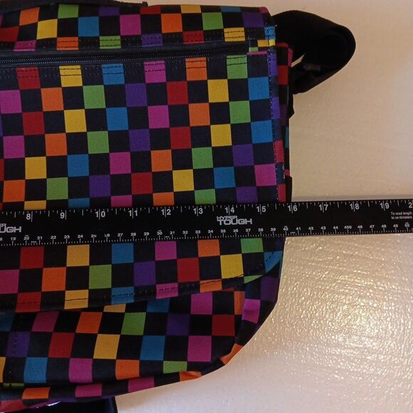 Yak Pak Basic Shoulder Messenger Bag Multicheckerboard Adjustable Strap - Picture 9 of 11